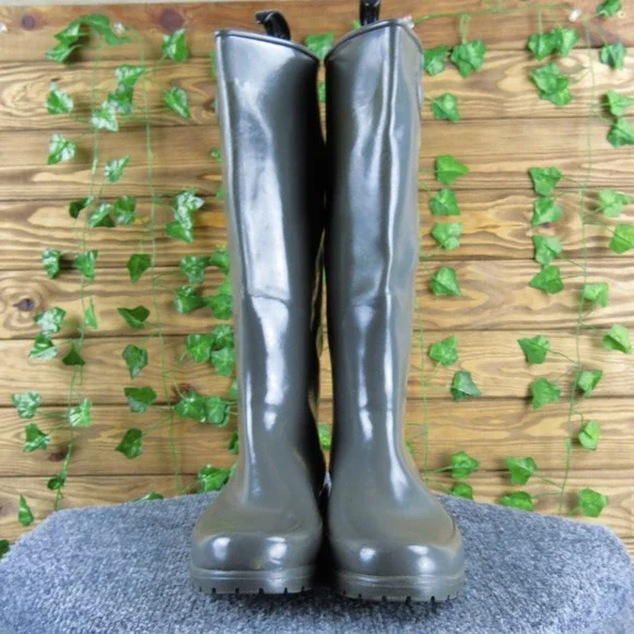 Sperry Top Sider Women's Gray Waterproof Rubber Tall Rain Boots Size 7 - Picture 2 of 8